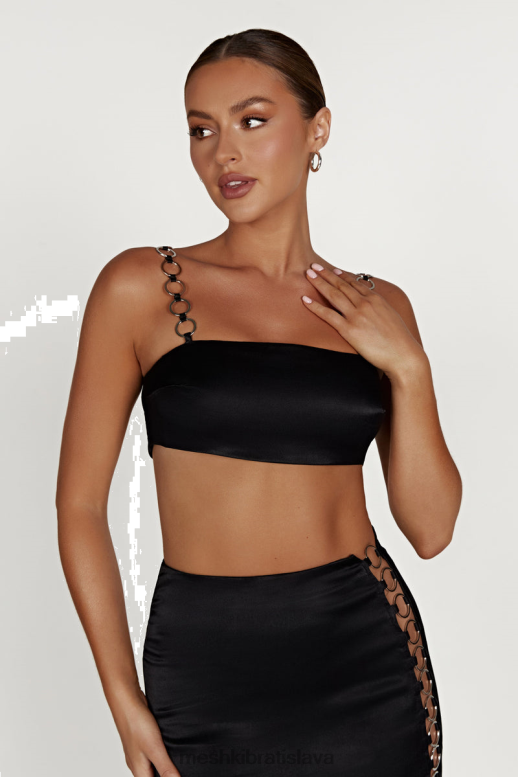 Meshki crop top s pyper ringom oblečenie čierna 4N0F61212