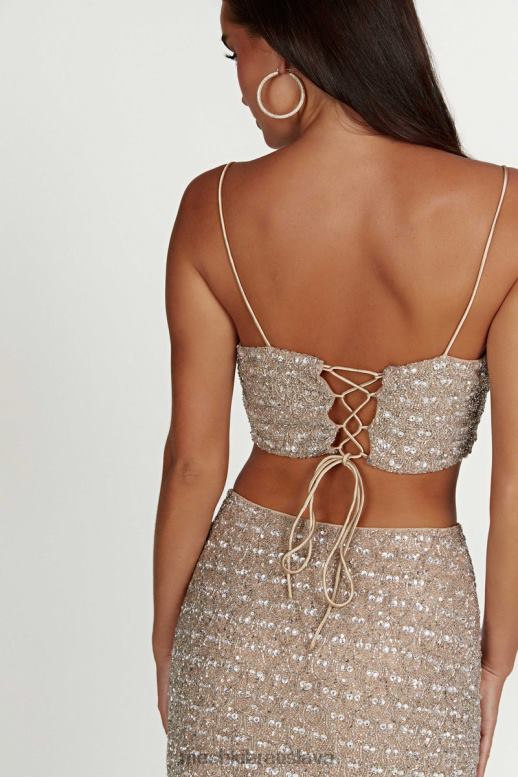 Meshki eva zdobený crop top oblečenie striebro 4N0F6894