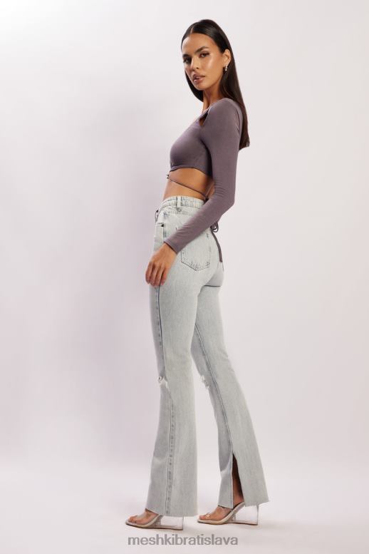Meshki jessie crop top s dlhým rukávom oblečenie drevené uhlie 4N0F61134