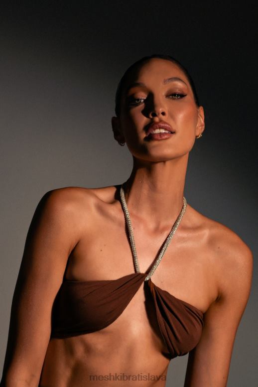 Meshki lea diamante chain ohlávka s výstrihom na krk oblečenie čokoláda 4N0F61117