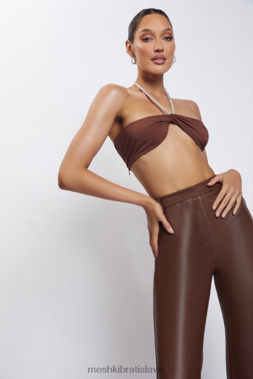 Meshki lea diamante chain ohlávka s výstrihom na krk oblečenie čokoláda 4N0F61117