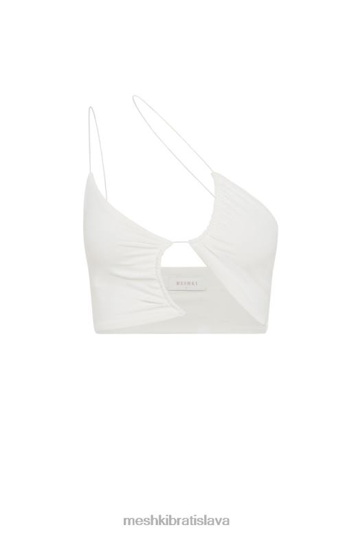 Meshki montana ruched cut out crop top oblečenie biely 4N0F61158