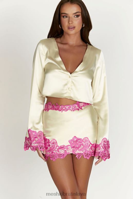 Meshki niamh flare rukáv crop top s čipkou oblečenie nahá 4N0F61005