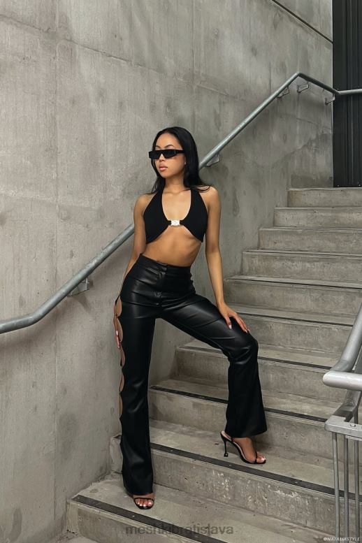 Meshki nicole halter crop top oblečenie čierna 4N0F61178