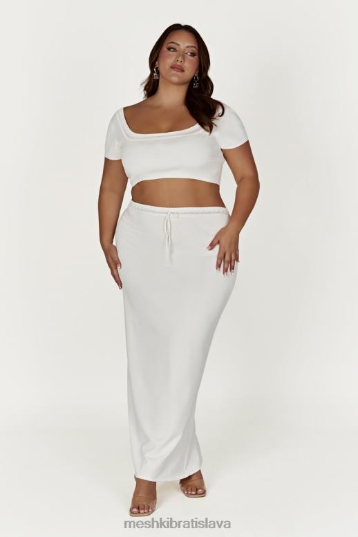 Meshki pletený crop top penelope pointelle oblečenie biely 4N0F6904