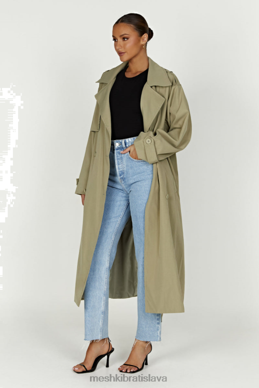 Meshki andreas oversized trenčkot oblečenie olivový 4N0F61640