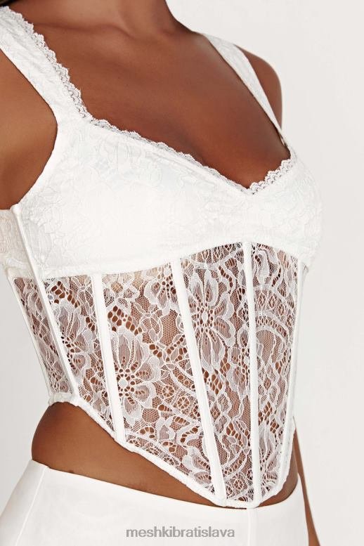 Meshki aisha čipkovaný korzetový top oblečenie biely 4N0F6886