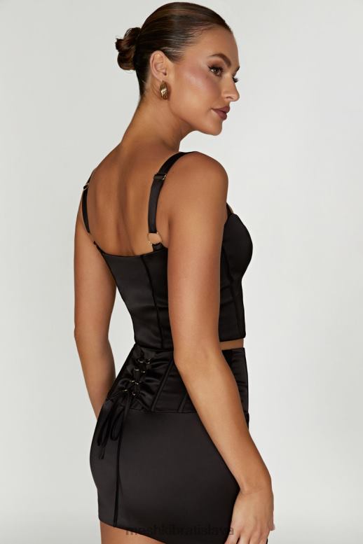 Meshki šarlátový saténový korzetový top oblečenie čierna 4N0F6971