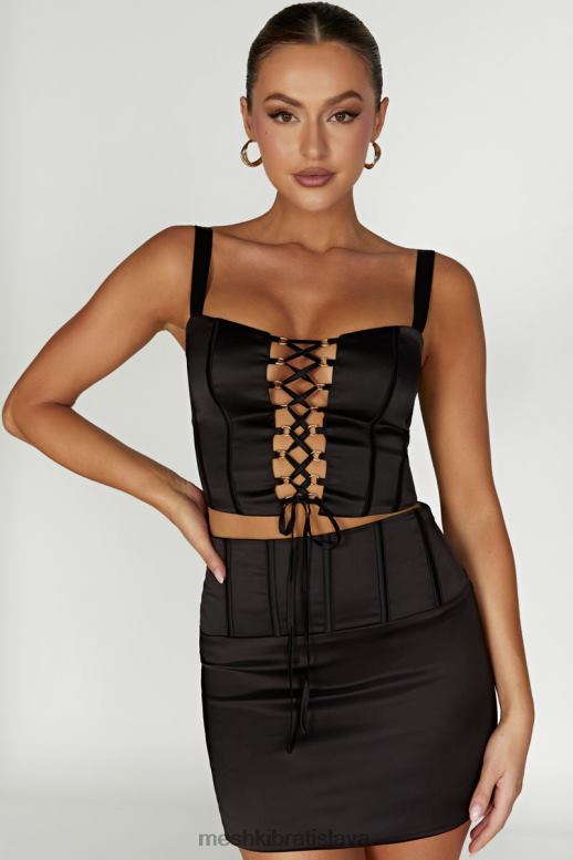 Meshki šarlátový saténový korzetový top oblečenie čierna 4N0F6971