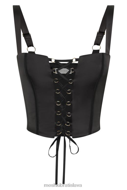 Meshki šarlátový saténový korzetový top oblečenie čierna 4N0F6971