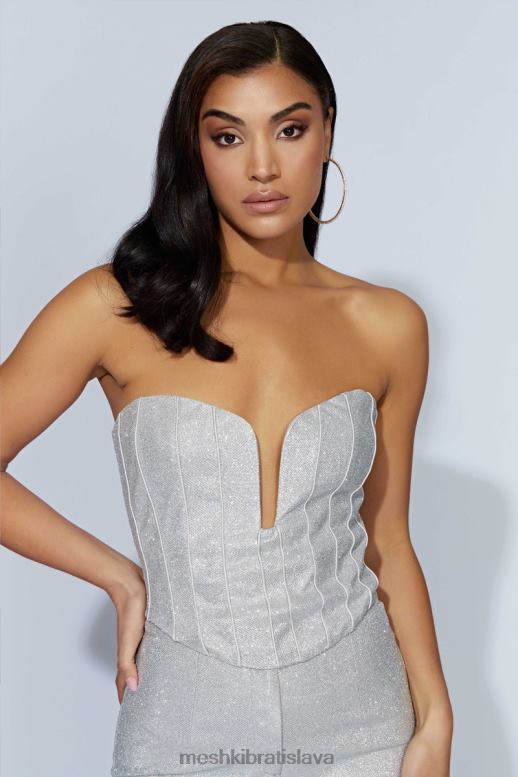 Meshki felicity trblietavý korzet oblečenie striebro 4N0F6885