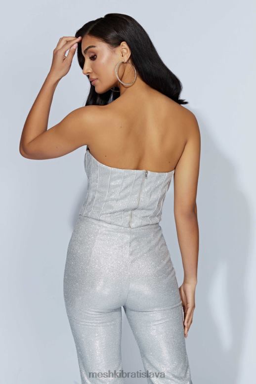 Meshki felicity trblietavý korzet oblečenie striebro 4N0F6885