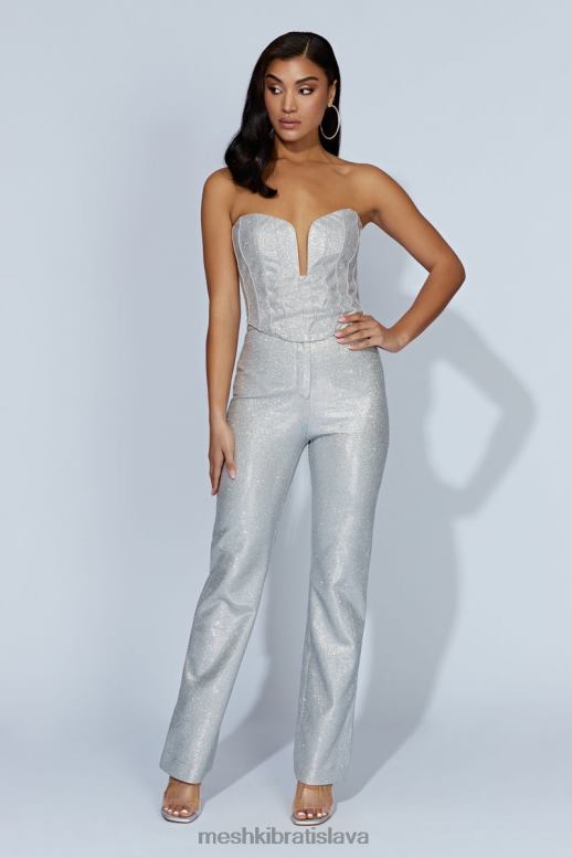 Meshki felicity trblietavý korzet oblečenie striebro 4N0F6885