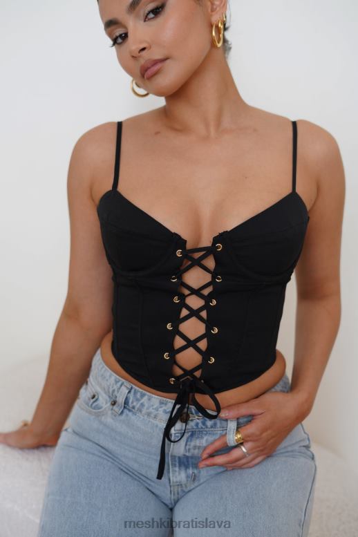 Meshki korzetový top janice longline oblečenie čierna 4N0F61051