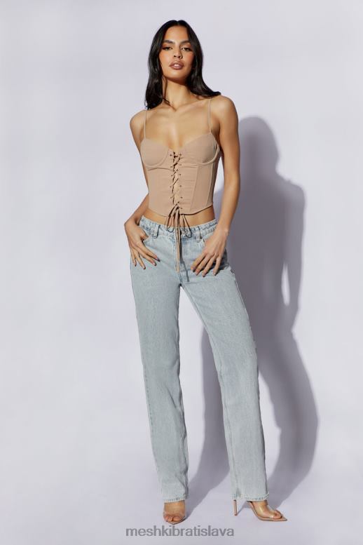 Meshki korzetový top janice longline oblečenie taupe 4N0F61022