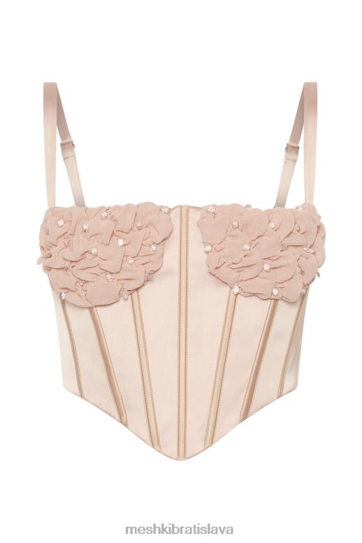 Meshki korzetový top kristy shirring poprsie oblečenie šampanské 4N0F61085