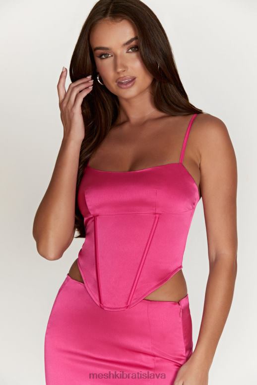 Meshki korzetový top s dlhou šnúrou oblečenie fuchsiová 4N0F6997