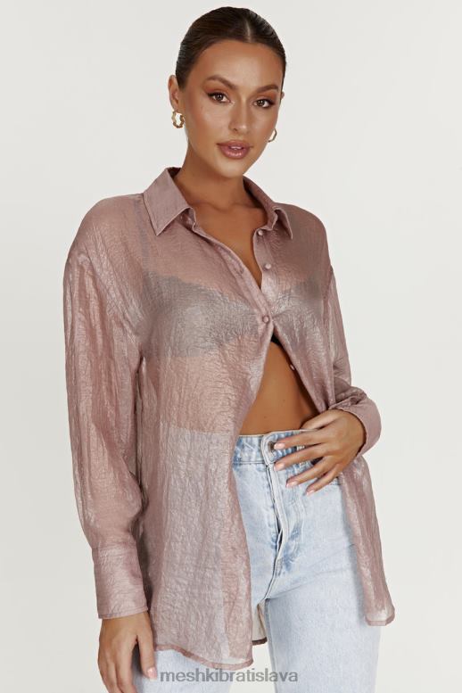 Meshki Molly oversized priesvitná dúhová košeľa oblečenie taupe 4N0F61105