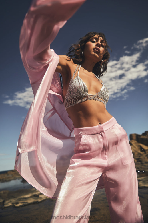 Meshki kinsley priesvitná košeľa oblečenie cukríkovo ružové 4N0F61223