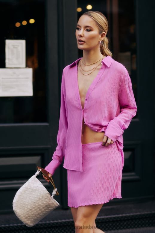 Meshki nadrozmerná košeľa karla vlnového plisovania oblečenie ružová ružová 4N0F61057