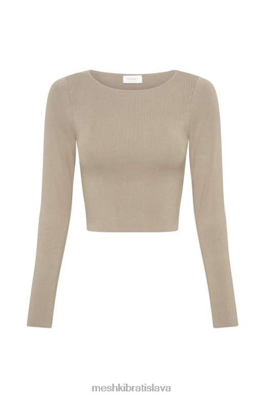 Meshki Haisley pletený top s dlhým rukávom oblečenie taupe 4N0F6909