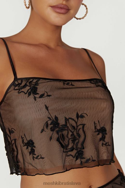 Meshki Xena vyšívaná sieťovina cami top oblečenie čierna 4N0F6888