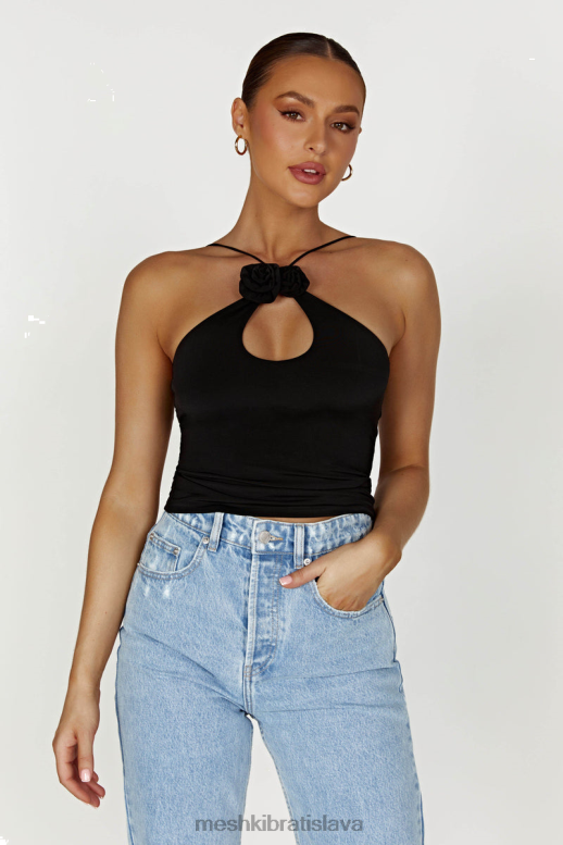 Meshki adeline rose halter top oblečenie čierna 4N0F6857