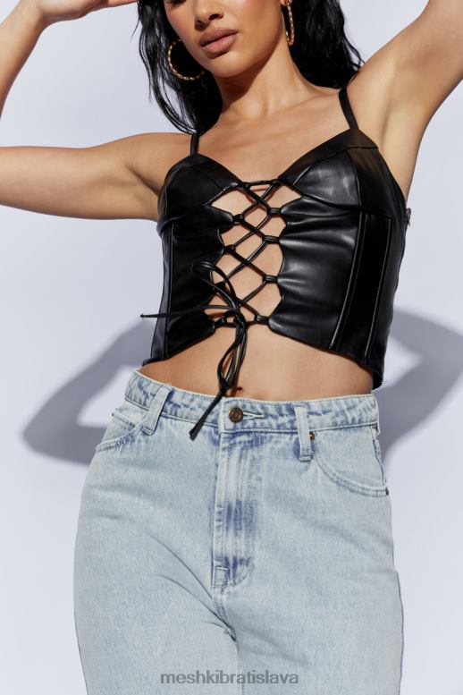 Meshki alaia šnurovací korzet pu top oblečenie čierna 4N0F61095