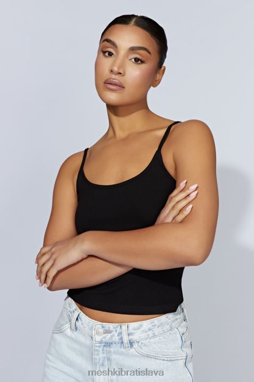 Meshki alexis rebrovaný cami longline top oblečenie čierna 4N0F61146