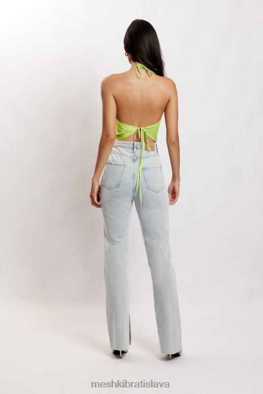 Meshki amy saténový top s výstrihom oblečenie limetková zelená 4N0F61183