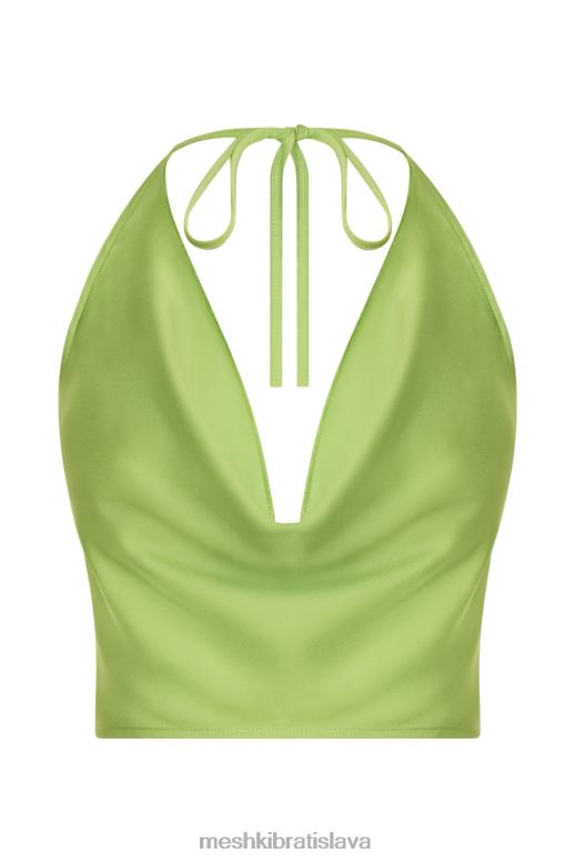 Meshki amy saténový top s výstrihom oblečenie limetková zelená 4N0F61183