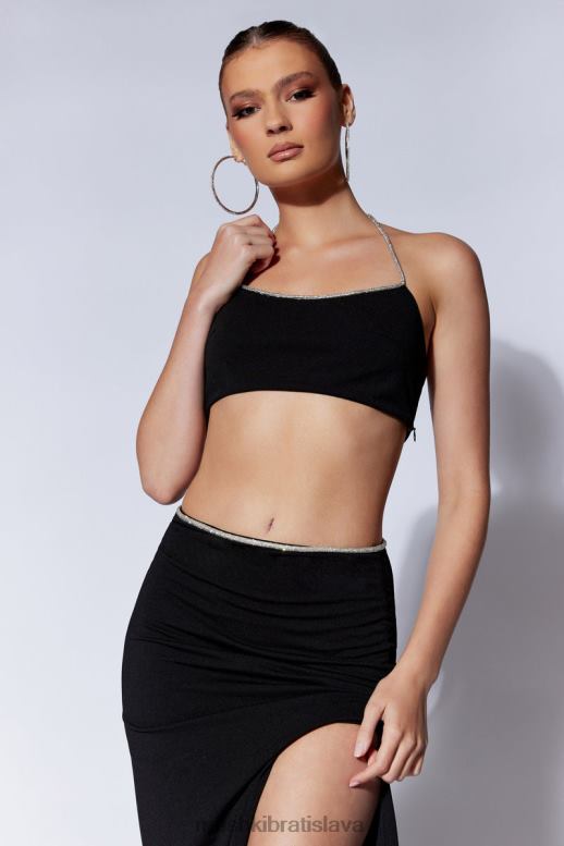 Meshki arya diamante povrazová ohlávka top oblečenie čierna 4N0F61062