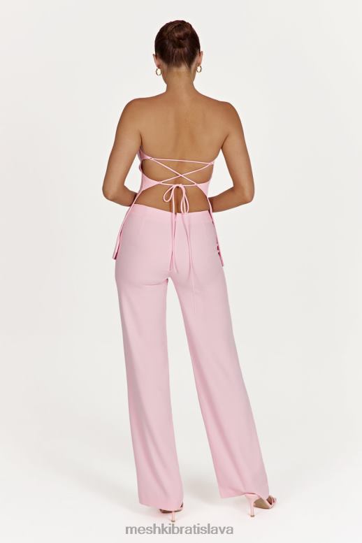 Meshki astrid top so zaväzovaním na chrbte bez ramienok oblečenie červenať ružová 4N0F6892