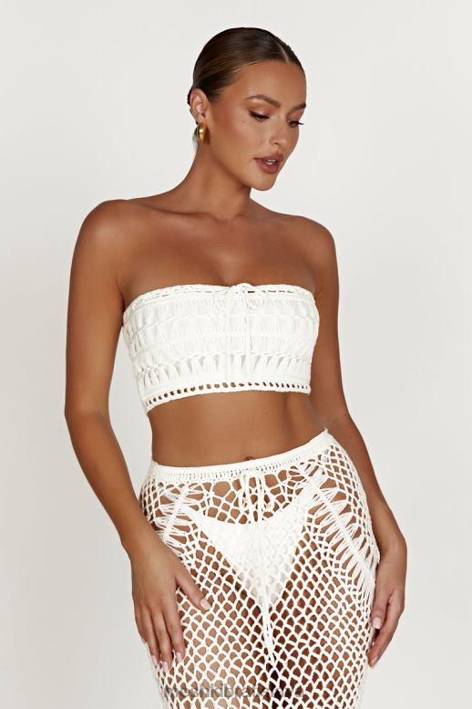 Meshki bonnie háčkovaný bandeau top oblečenie biely 4N0F6864