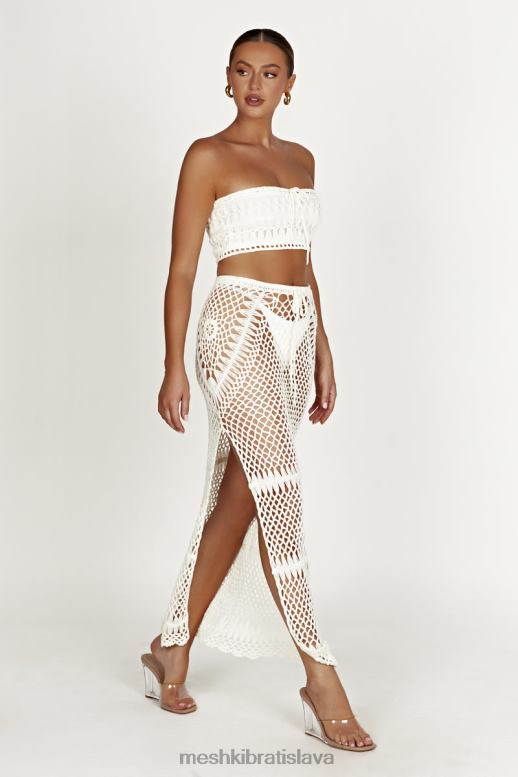 Meshki bonnie háčkovaný bandeau top oblečenie biely 4N0F6864