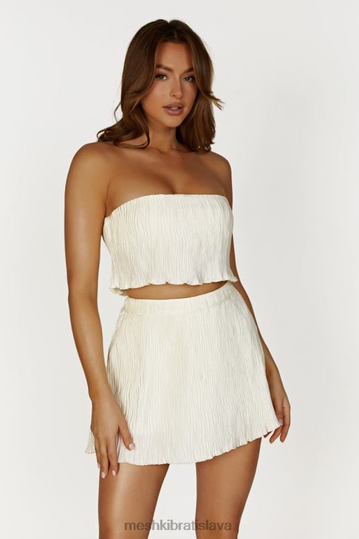 Meshki brigid plisse bandeau top oblečenie slonovina 4N0F6825