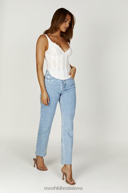 Meshki elsie čipkovaný prsnatejší top oblečenie biely 4N0F6866