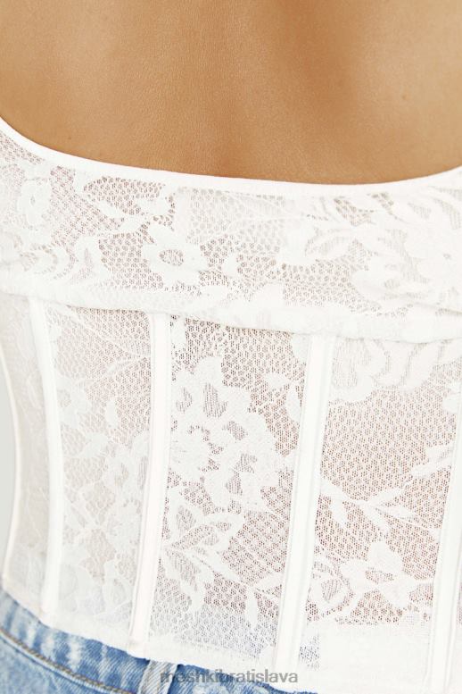 Meshki elsie čipkovaný prsnatejší top oblečenie biely 4N0F6866