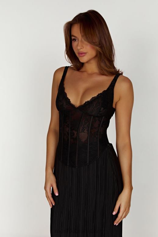 Meshki elsie čipkovaný prsnatejší top oblečenie čierna 4N0F6851