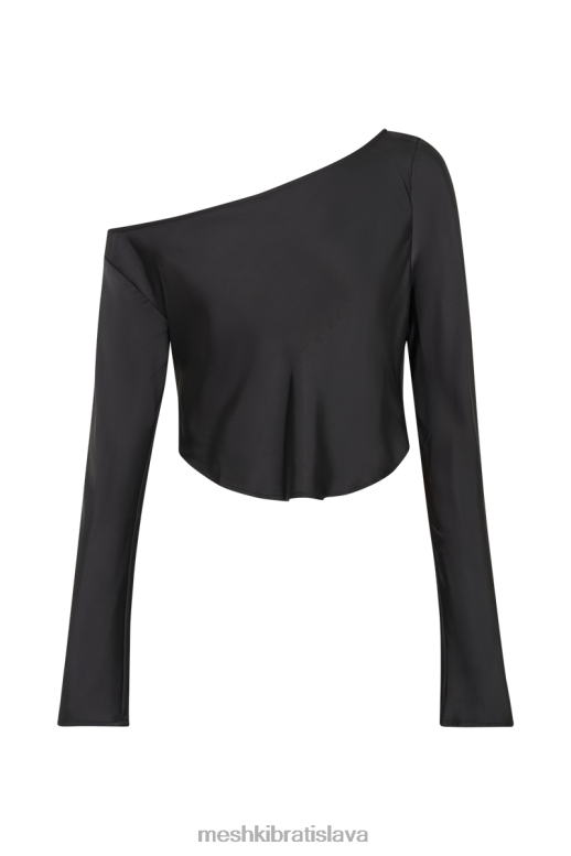 Meshki fialový saténový top na jedno rameno oblečenie čierna 4N0F6767