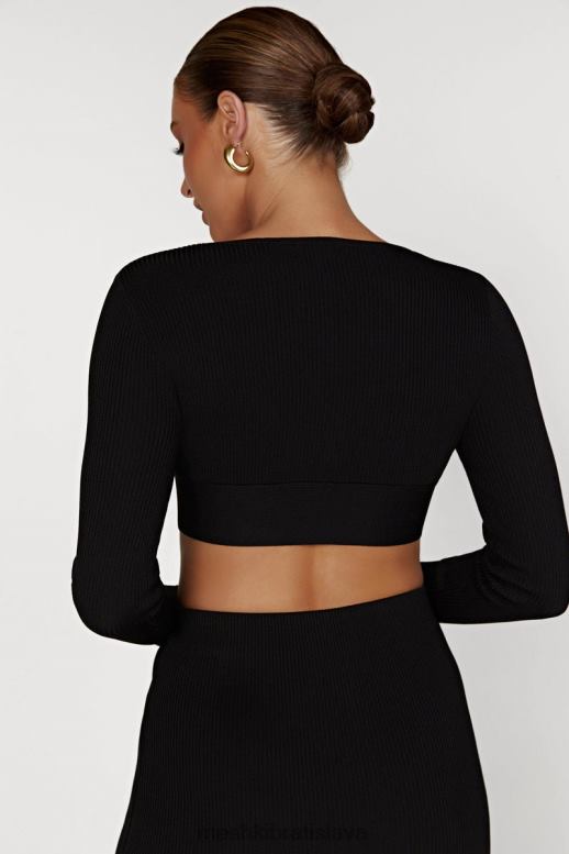 Meshki kaesha dlhý rukáv twist predný úplet oblečenie čierna 4N0F6903