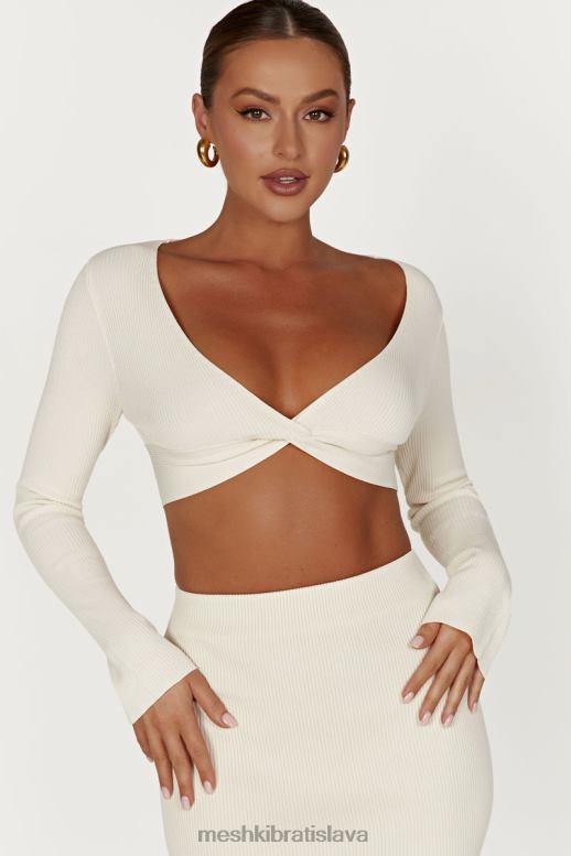 Meshki kaesha dlhý rukáv twist predný úplet oblečenie kosť 4N0F6970