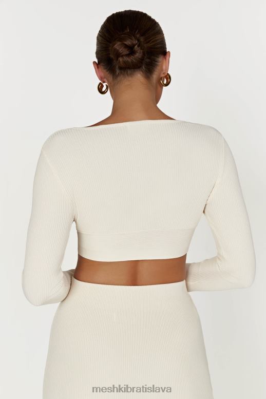 Meshki kaesha dlhý rukáv twist predný úplet oblečenie kosť 4N0F6970