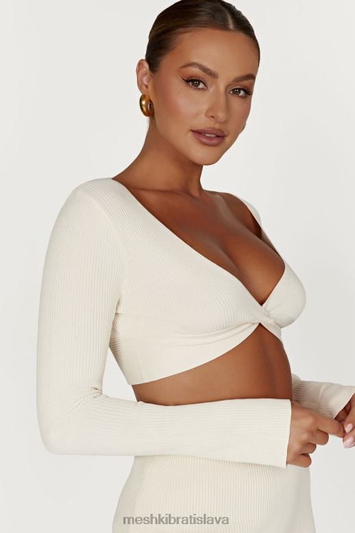 Meshki kaesha dlhý rukáv twist predný úplet oblečenie kosť 4N0F6970