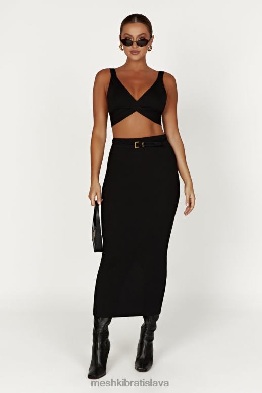 Meshki kaesha twist predný pletený top oblečenie čierna 4N0F6872