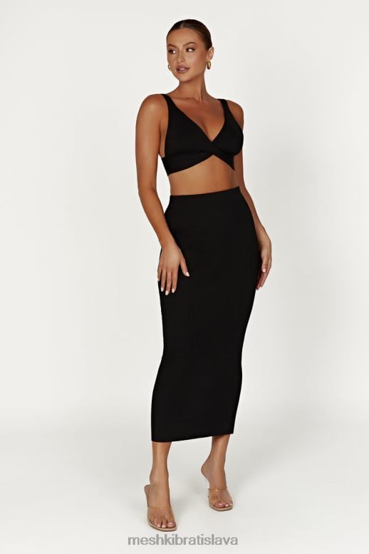 Meshki kaesha twist predný pletený top oblečenie čierna 4N0F6872