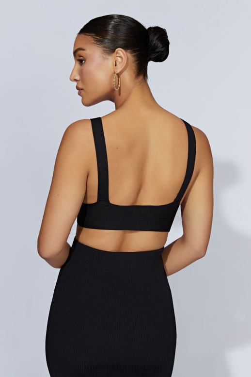 Meshki kaesha twist predný pletený top oblečenie čierna 4N0F6872