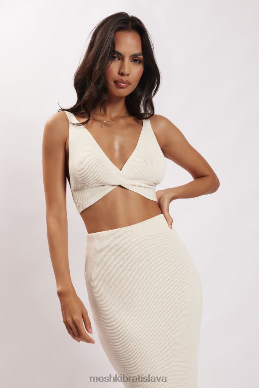 Meshki kaesha twist predný pletený top oblečenie kosť 4N0F6812