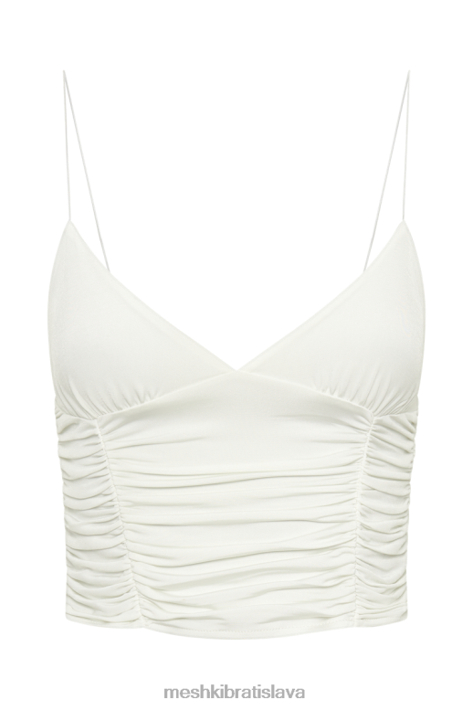 Meshki lillian jersey naberaný top oblečenie biely 4N0F6838