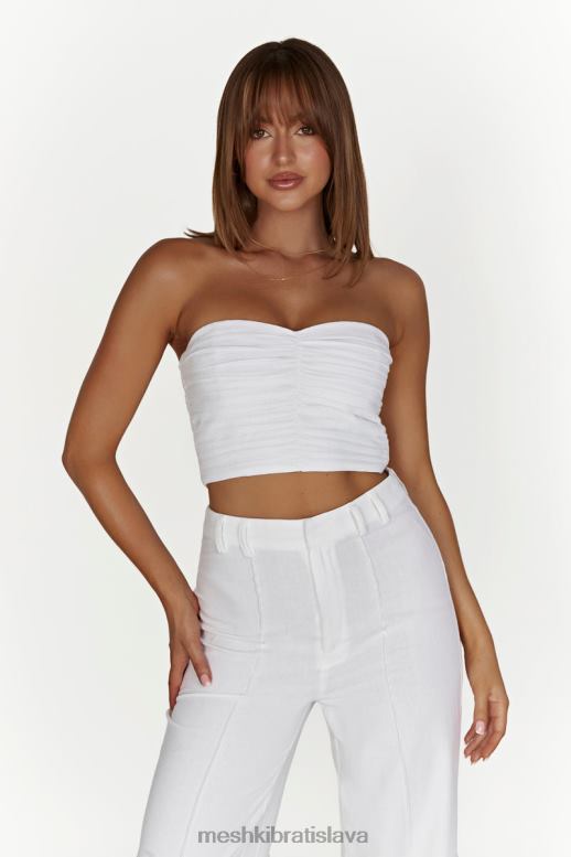 Meshki mckenna naberaný ľanový top oblečenie biely 4N0F61015